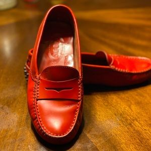 TOD’S red leather driving loafers Sz 8